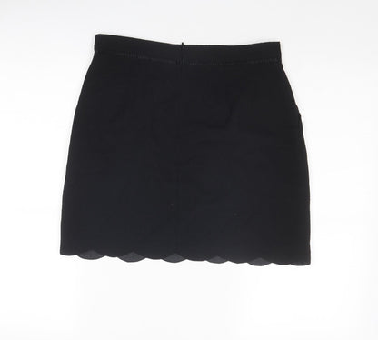 Oasis Womens Black Polyester A-Line Skirt Size 10 Zip