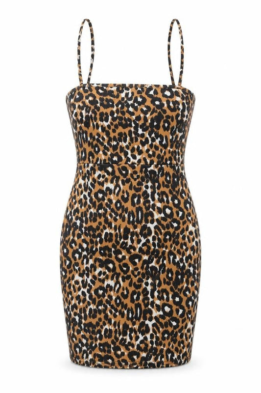 Daisy Street Womens Brown Animal Print Polyester Bodycon Size 8 Square Neck Pullover - Leopard Pattern