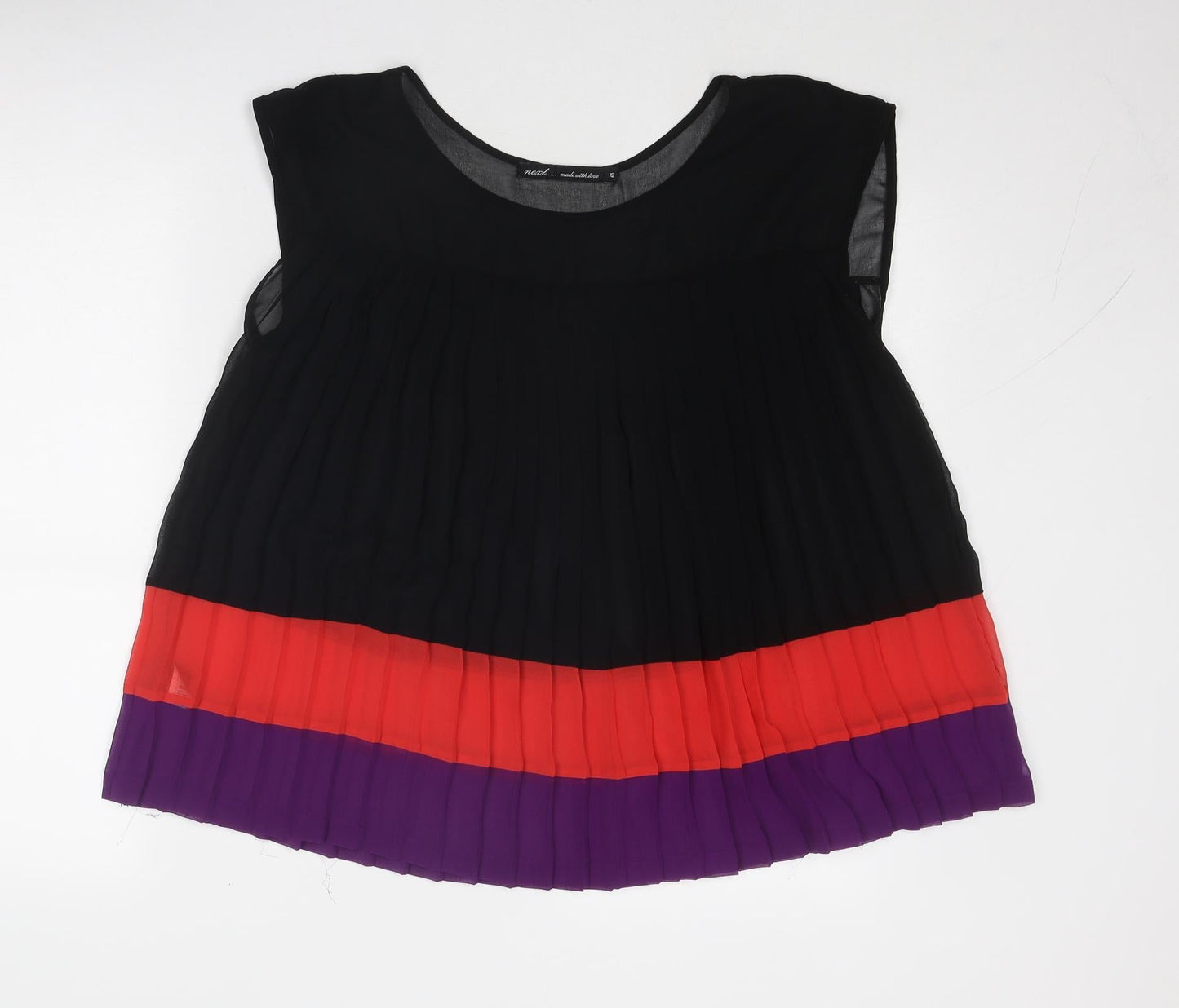 NEXT Womens Multicoloured Striped Polyester Basic Tank Size 12 Round Neck