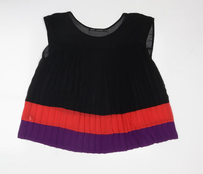 NEXT Womens Multicoloured Striped Polyester Basic Tank Size 12 Round Neck