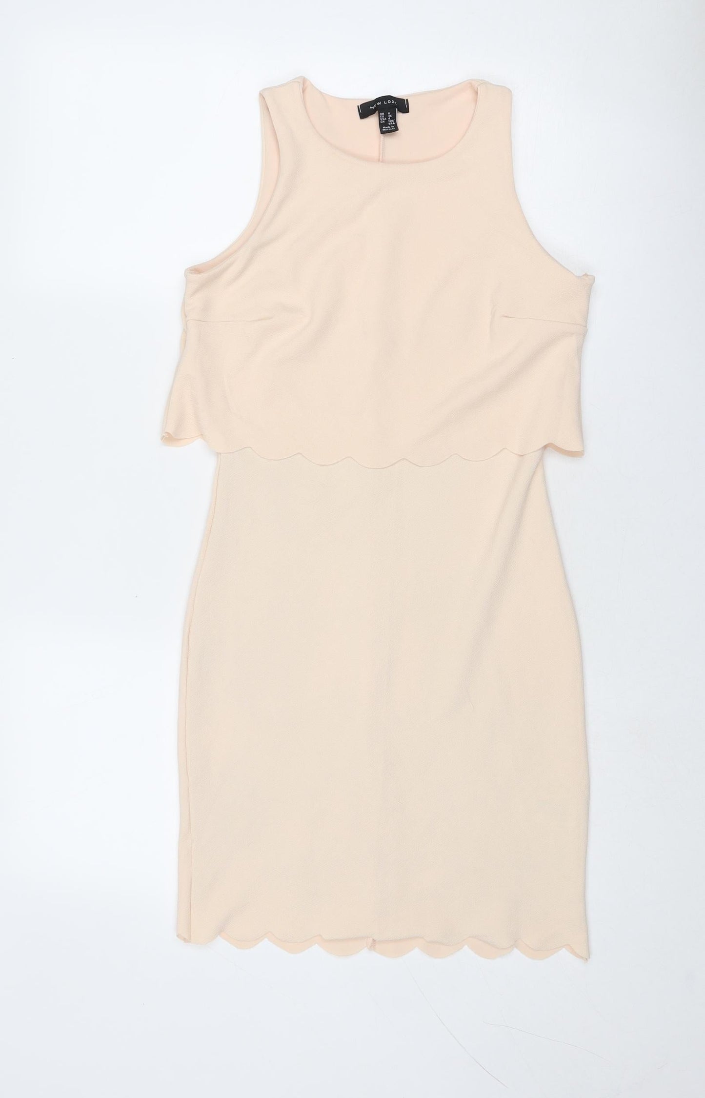 New Look Womens Pink Polyester Bodycon Size 8 Round Neck Pullover