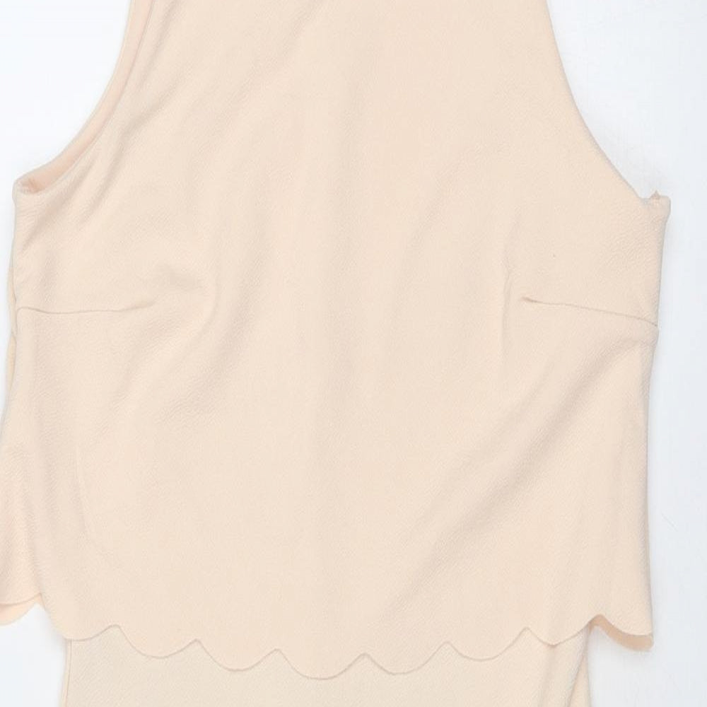 New Look Womens Pink Polyester Bodycon Size 8 Round Neck Pullover