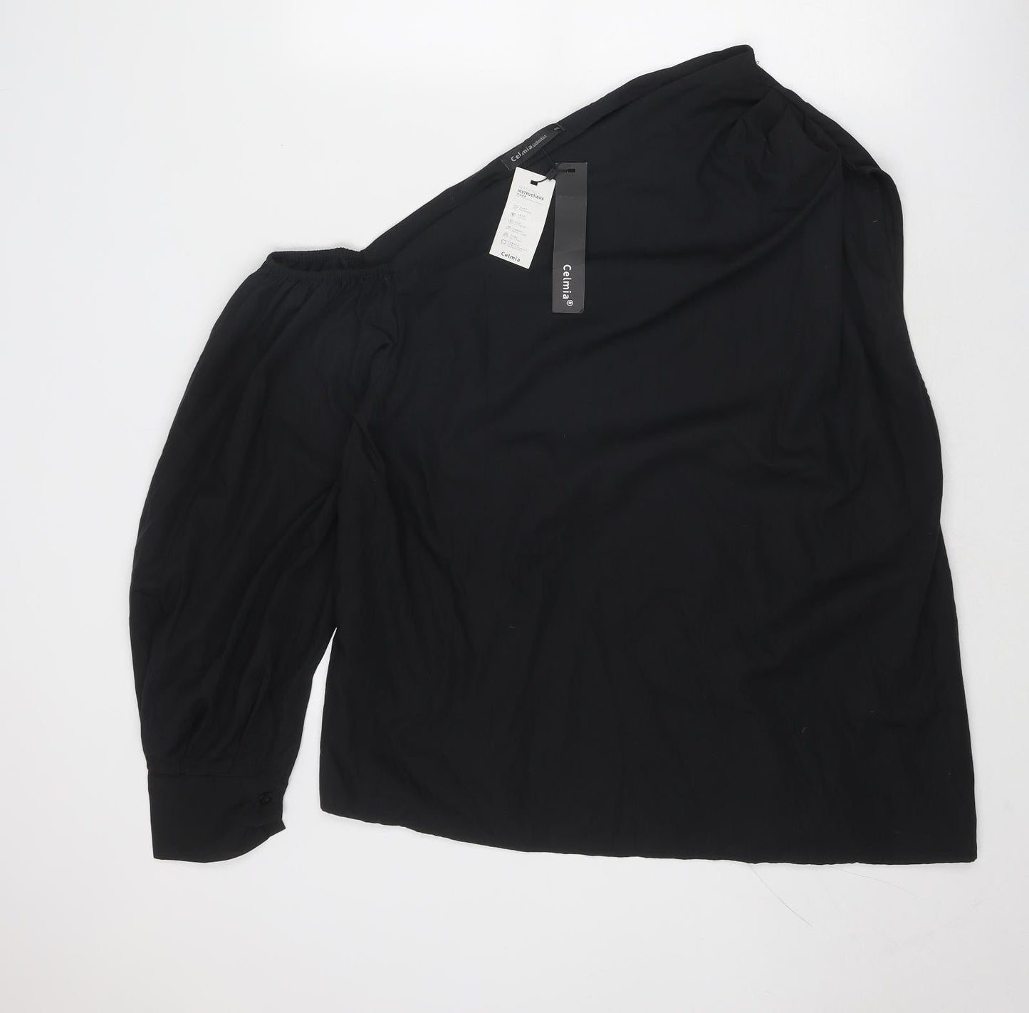 Womens UK Size 4XL Celmia Black Basic Blouse