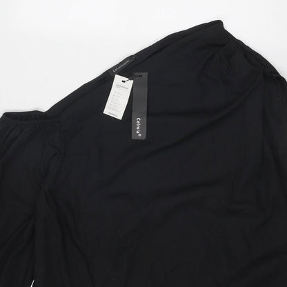 Womens UK Size 4XL Celmia Black Basic Blouse