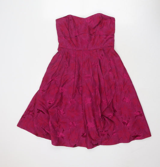 NEXT Womens Pink Geometric Polyester Trapeze & Swing Size 10 Off the Shoulder Zip