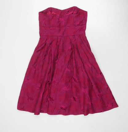 NEXT Womens Pink Geometric Polyester Trapeze & Swing Size 10 Off the Shoulder Zip