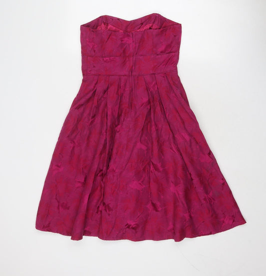 NEXT Womens Pink Geometric Polyester Trapeze & Swing Size 10 Off the Shoulder Zip