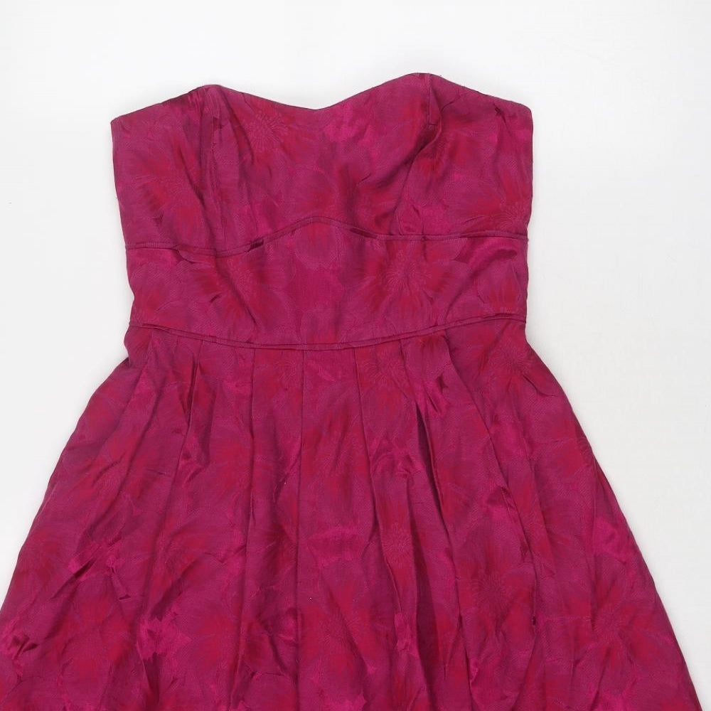 NEXT Womens Pink Geometric Polyester Trapeze & Swing Size 10 Off the Shoulder Zip