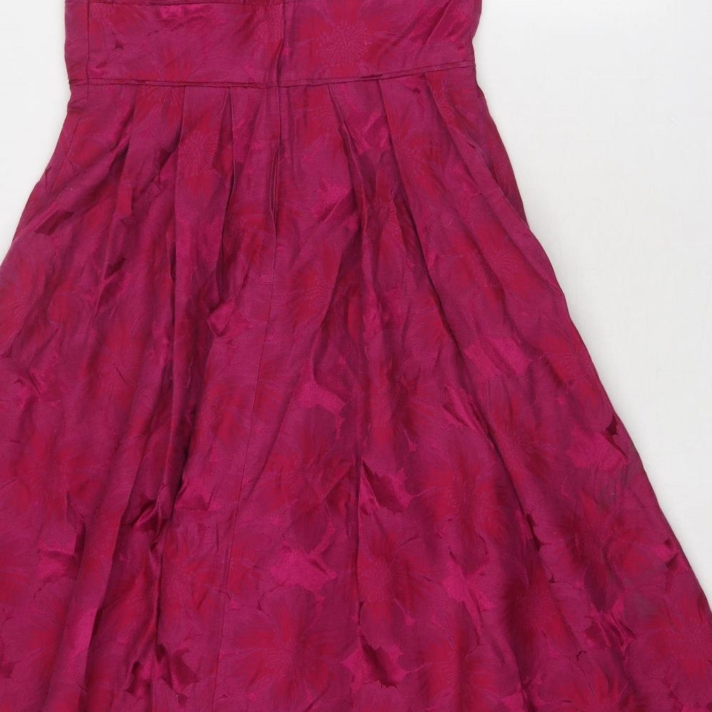 NEXT Womens Pink Geometric Polyester Trapeze & Swing Size 10 Off the Shoulder Zip