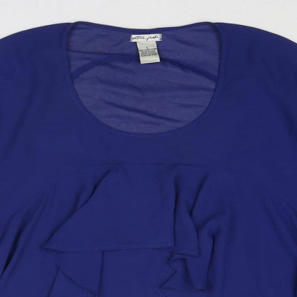 Ultra Pink Womens Blue Polyester Basic Blouse Size L Round Neck