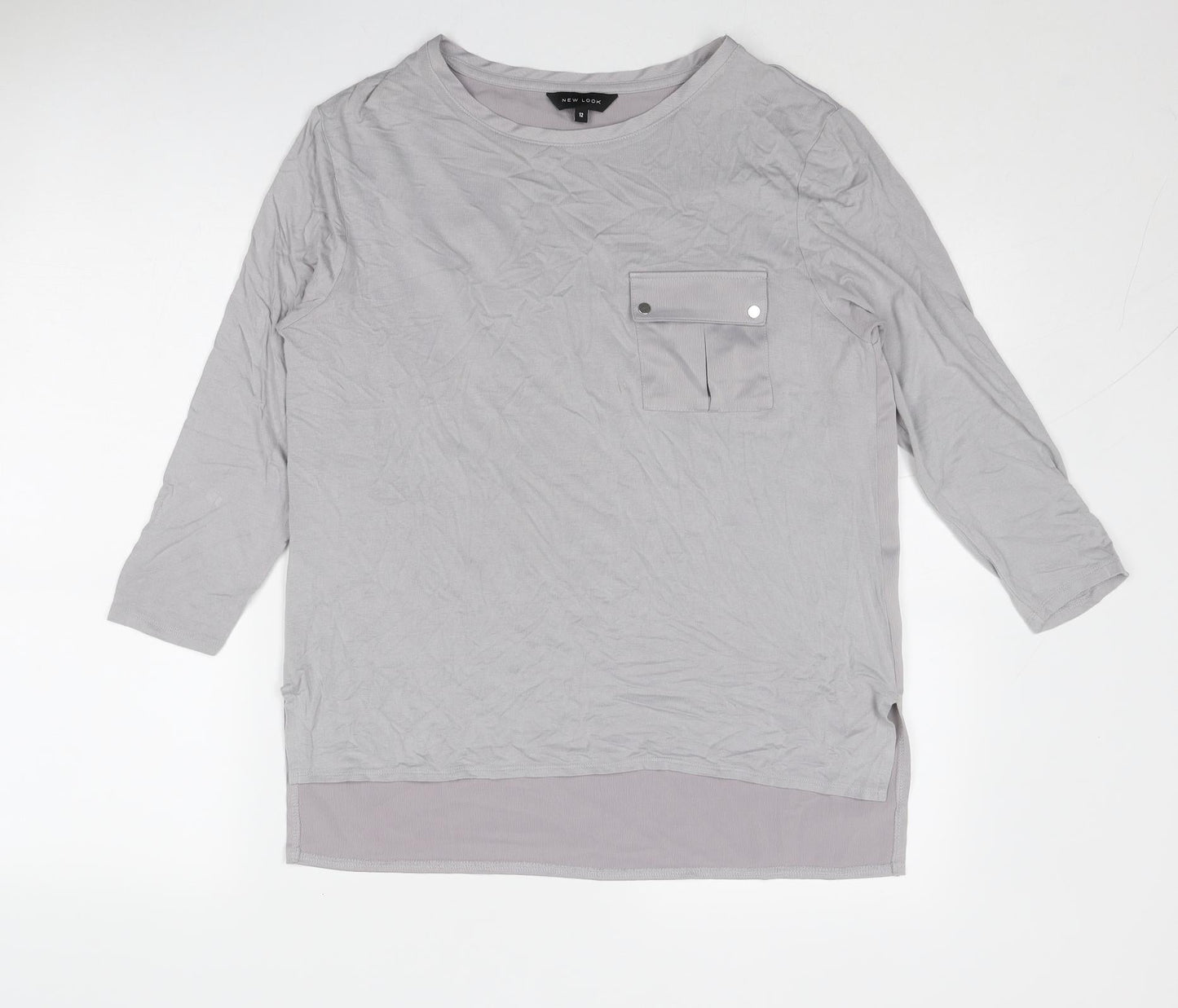 Womens UK Size 12 New Look Grey Basic Blouse
