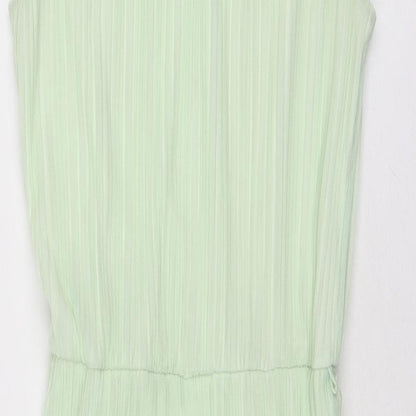 Miss Selfridge Womens Green Polyester Trapeze & Swing Size 10 Round Neck Button