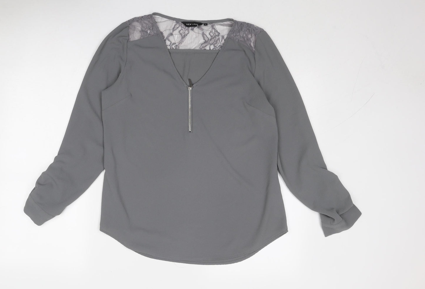 Womens UK Size 12 New Look Grey Basic Blouse