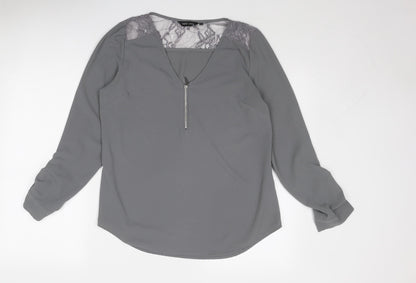 Womens UK Size 12 New Look Grey Basic Blouse