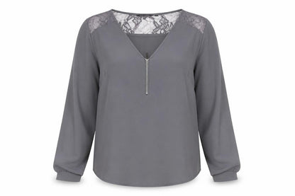 Womens UK Size 12 New Look Grey Basic Blouse