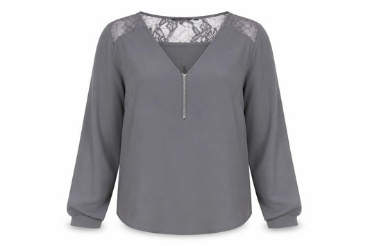 Womens UK Size 12 New Look Grey Basic Blouse