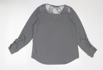 Womens UK Size 12 New Look Grey Basic Blouse