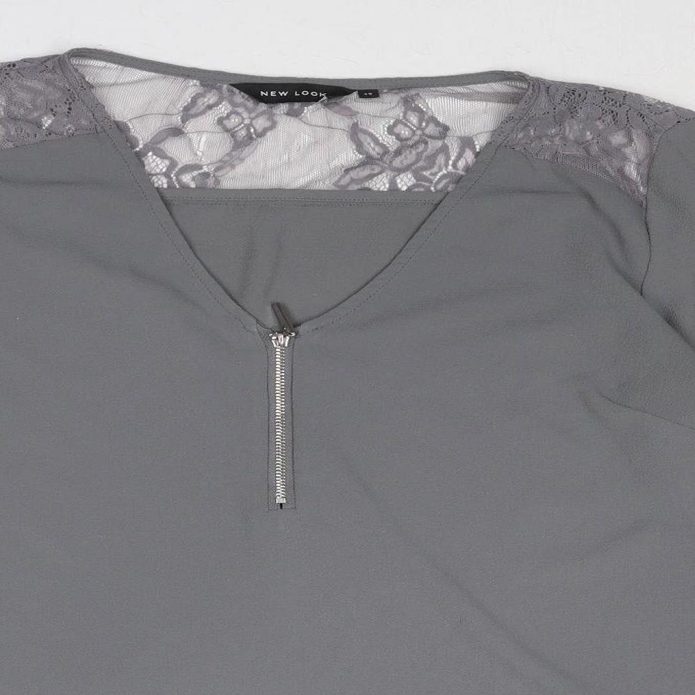 Womens UK Size 12 New Look Grey Basic Blouse
