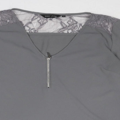 Womens UK Size 12 New Look Grey Basic Blouse