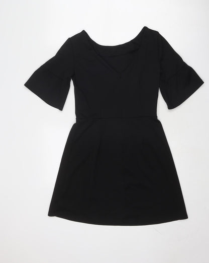 ASOS Womens Black Polyester Trapeze & Swing Size 10 Round Neck Zip