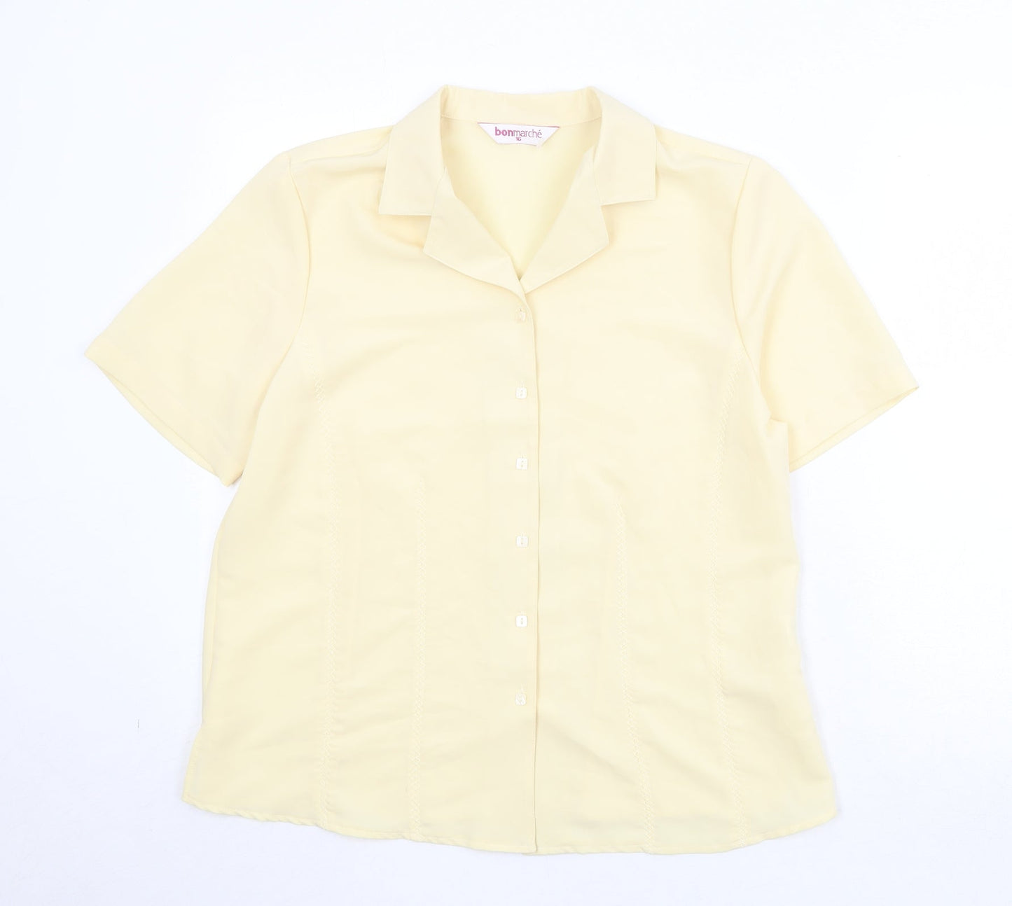 Womens UK Size 16 Bonmarché Yellow Basic Button-Up