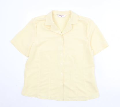 Womens UK Size 16 Bonmarché Yellow Basic Button-Up