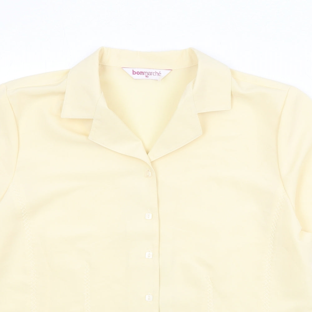 Womens UK Size 16 Bonmarché Yellow Basic Button-Up
