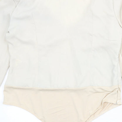 PRETTYLITTLETHING Womens Beige Polyester Bodysuit One-Piece Size 16 Zip