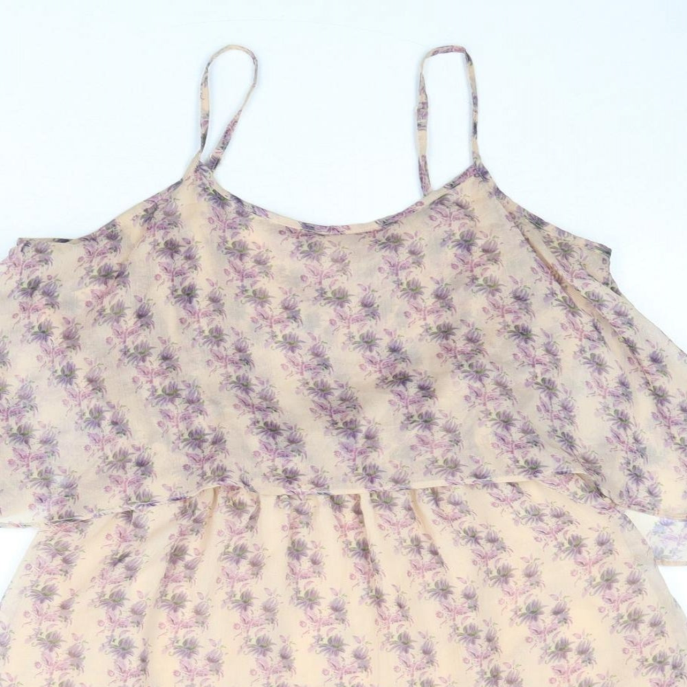 Womens UK Size 10 Topshop Beige Basic Tank