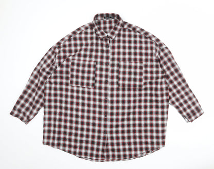 Boohoo Womens Black Plaid Viscose Shirt Dress Size 12 Collared Button