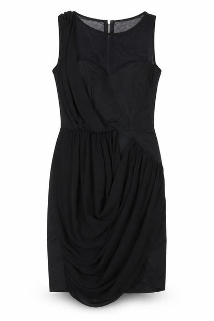 Warehouse Womens Black Cotton A-Line Size 10 Round Neck Zip