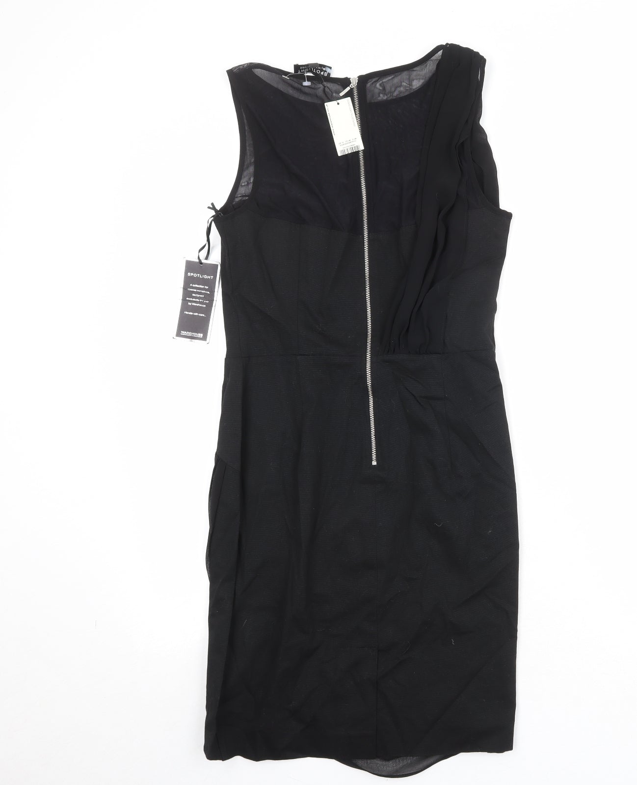 Warehouse Womens Black Cotton A-Line Size 10 Round Neck Zip