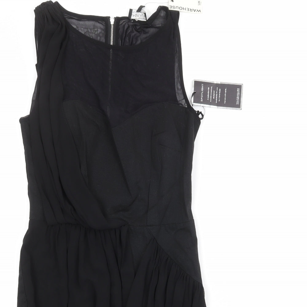 Warehouse Womens Black Cotton A-Line Size 10 Round Neck Zip