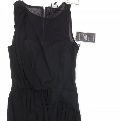 Warehouse Womens Black Cotton A-Line Size 10 Round Neck Zip