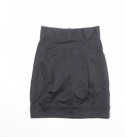 French Connection Womens Black Cotton A-Line Skirt Size 6 Zip