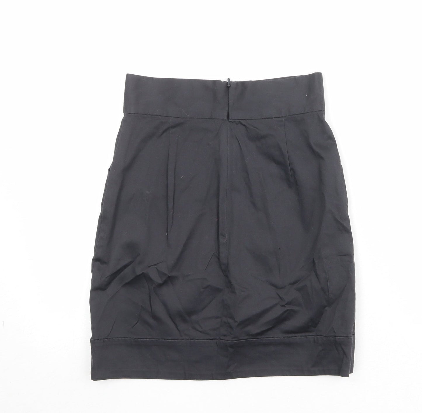 French Connection Womens Black Cotton A-Line Skirt Size 6 Zip