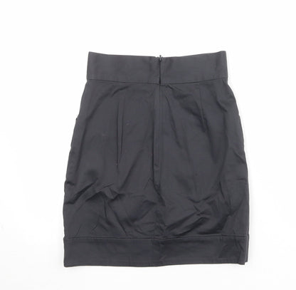 French Connection Womens Black Cotton A-Line Skirt Size 6 Zip