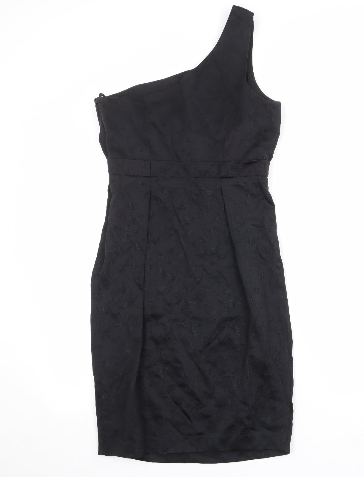 ASOS Womens Black Cotton A-Line Size 12 One Shoulder Zip