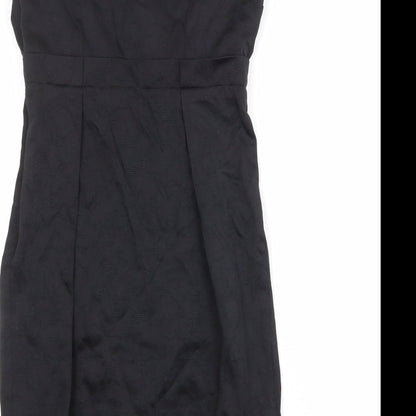 ASOS Womens Black Cotton A-Line Size 12 One Shoulder Zip