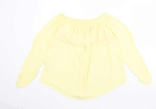 Womens UK Size M Zara Yellow Basic Blouse