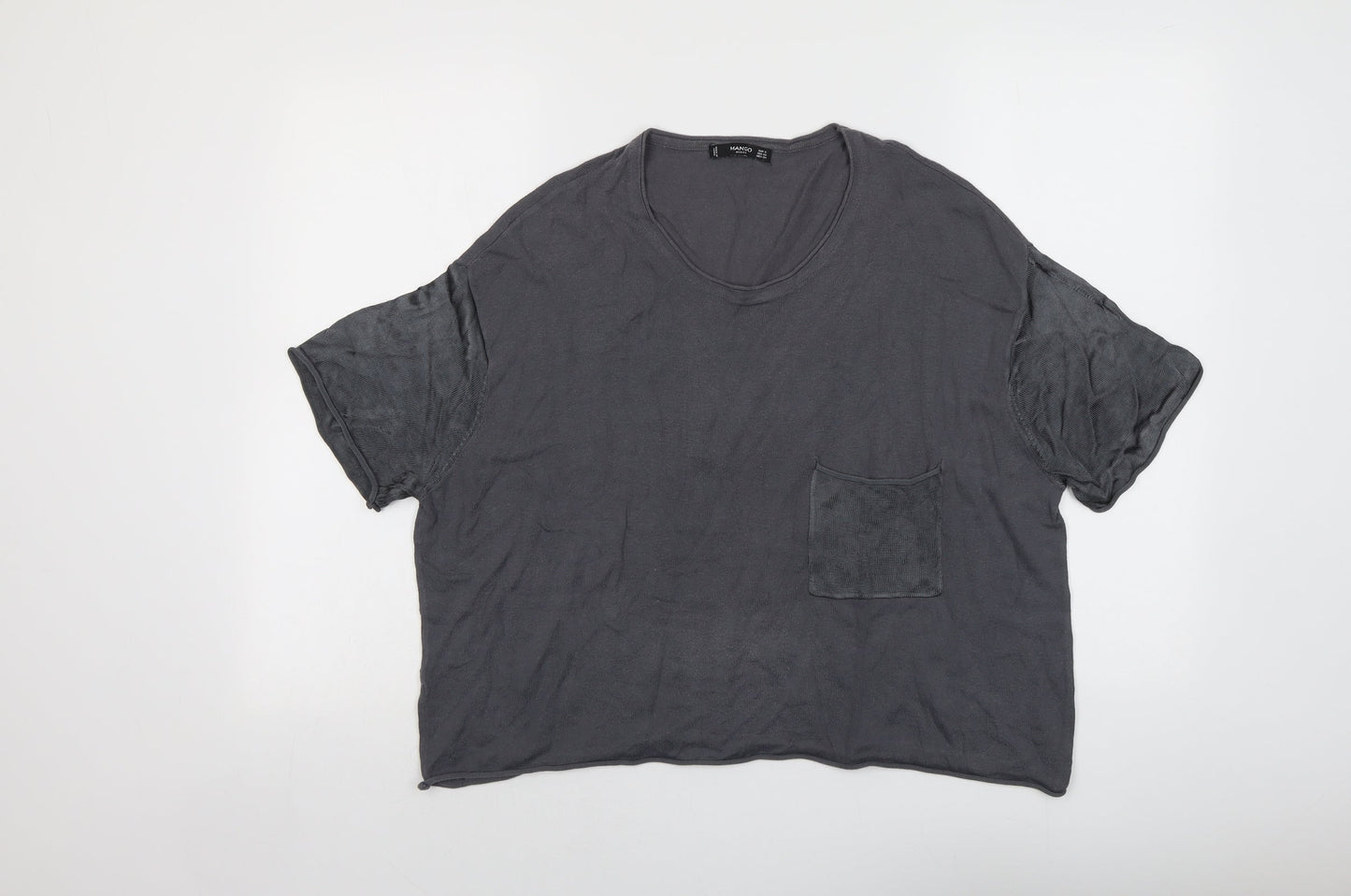 Womens UK Size S Mango Grey Cropped T-Shirt