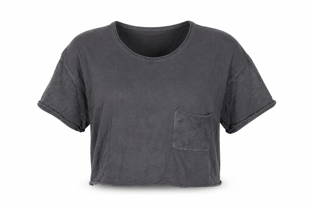 Womens UK Size S Mango Grey Cropped T-Shirt