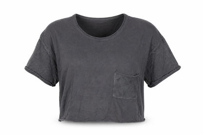 Womens UK Size S Mango Grey Cropped T-Shirt