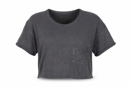 Womens UK Size S Mango Grey Cropped T-Shirt