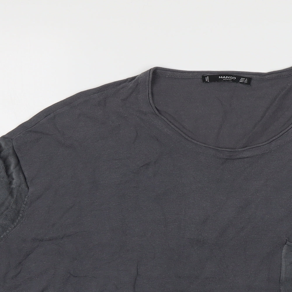Womens UK Size S Mango Grey Cropped T-Shirt