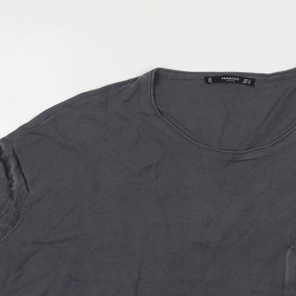 Womens UK Size S Mango Grey Cropped T-Shirt