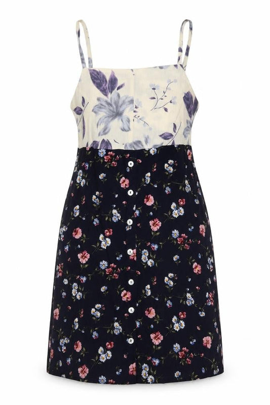 Beyond Retro Womens Multicoloured Geometric Polyester Slip Dress Size S Square Neck Button