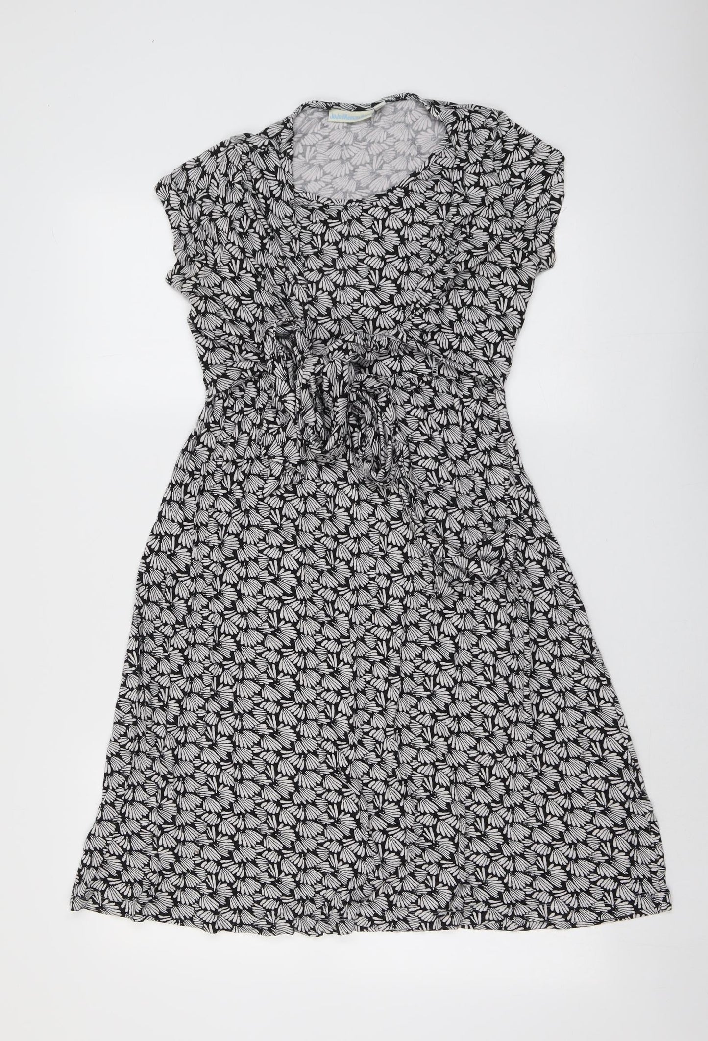 JoJo Maman Bébé Womens Black Geometric Viscose Trapeze & Swing Size S Round Neck Pullover