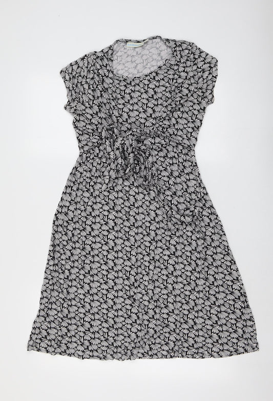 JoJo Maman Bébé Womens Black Geometric Viscose Trapeze & Swing Size S Round Neck Pullover