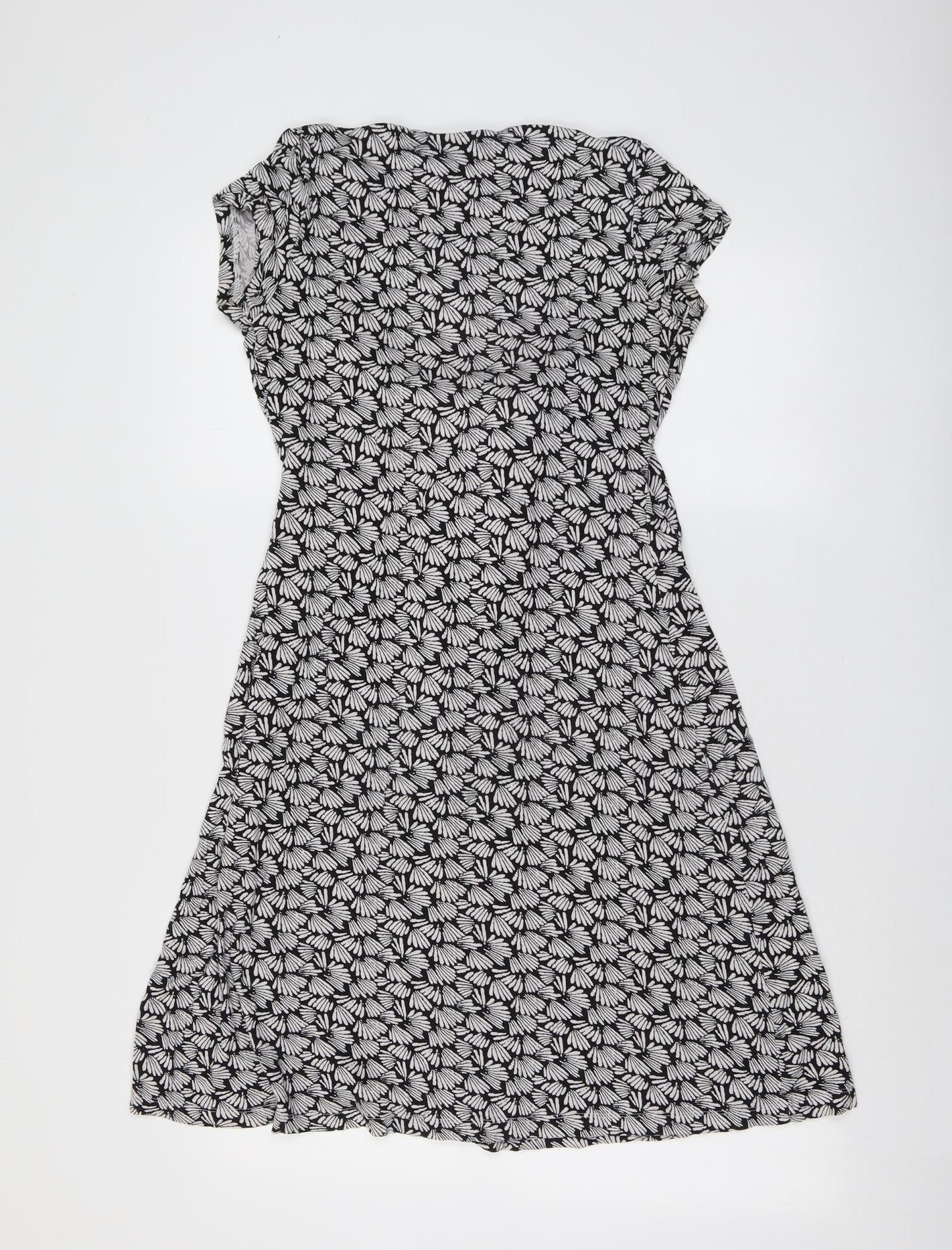 JoJo Maman Bébé Womens Black Geometric Viscose Trapeze & Swing Size S Round Neck Pullover